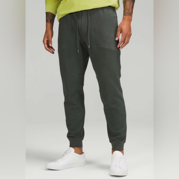 Lululemon At Ease Joggers in smoked spruce textured double-knit cotton blend